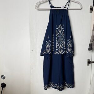 Parker Navy Blue Tribal Short Romper